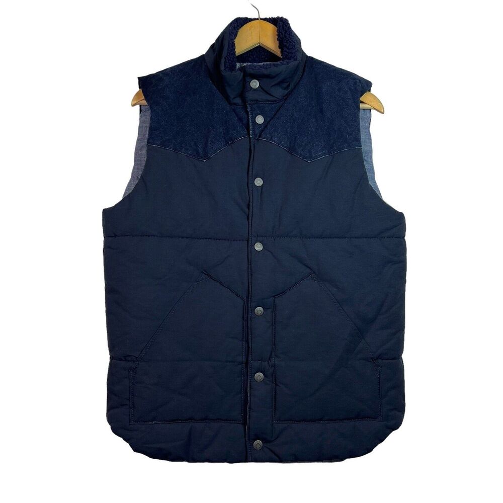 Gap Mens Blue Indigo Puffer Quilted Vest Size Small